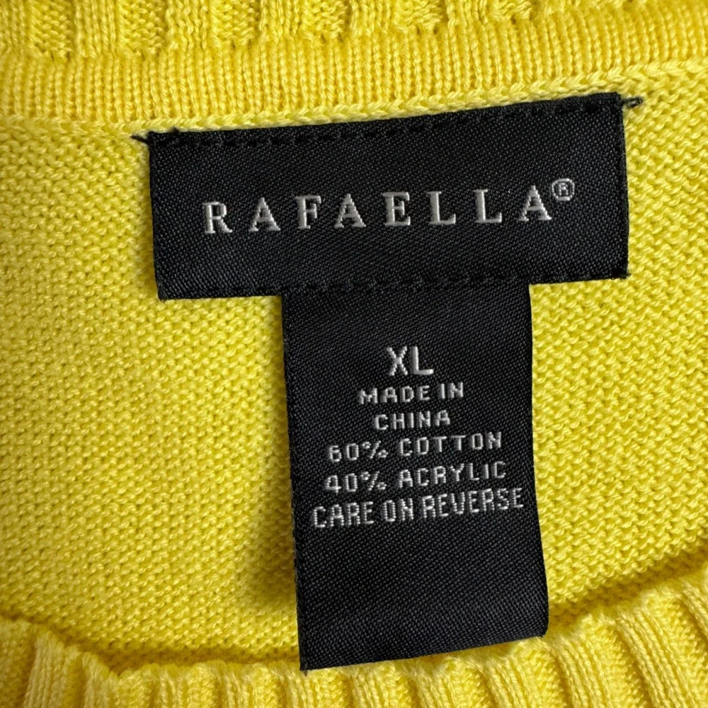 Rafaella Womens XL Yellow Short Sleeve Knit Scoop Neck Cotton Blend Sweater Top